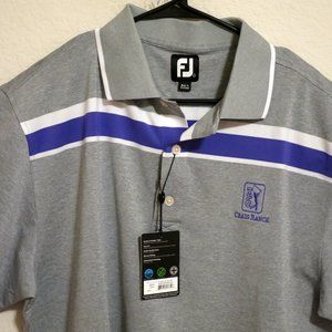 FootJoy Mens Short Sleeve Golf Polo Shirt Medium NWT Gray Purple White Stripes